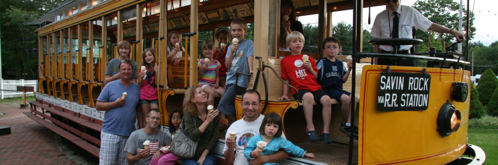 families at Ice Cream and Sunset Trolley Rides
